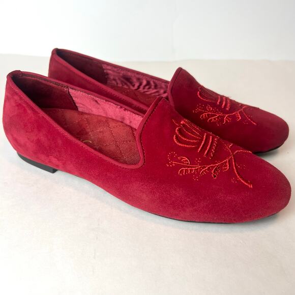 Vionic Shoes - Vionic Romi Loafers Flats Red Velvet Smoking Slippers Sz 7
